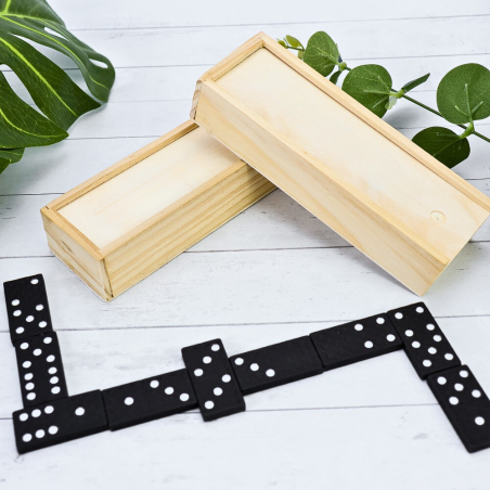 Dominó detalles divertidos para niños en caja de madera - Detalles Boda baratos