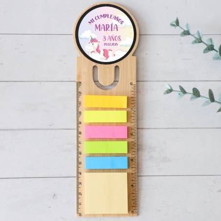 Marcapáginas personalizado de madera "Modelo Unicornio" Detalles invitados cumpleaños - Marcapáginas personalizados de cumpleaño