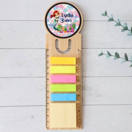 Marcapáginas personalizado de madera "Modelo Sirenas" Detalles invitados cumpleaños - Marcapáginas personalizados de cumpleaños