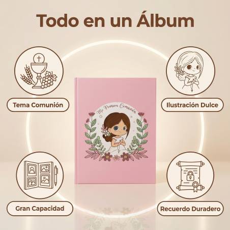 Libro de firmas y álbum de fotos comunión niña - Libros Comunión Firmas y Huellas