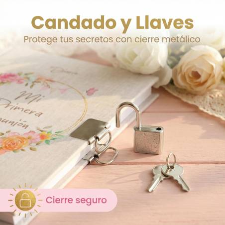Diario secreto Mi Primera Comunión Niña, Bolígrafo Mágico con Luz, 18x13 cm - Libros Comunión Firmas y Huellas