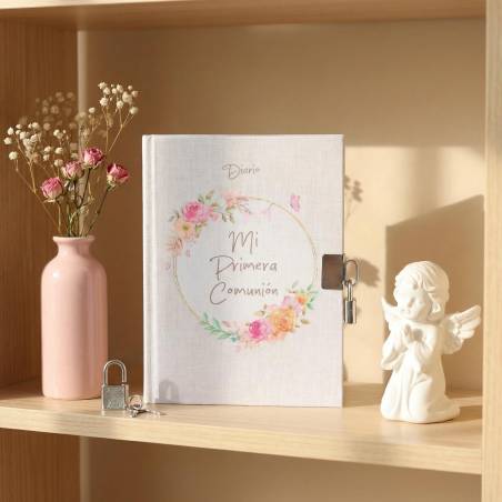 Diario secreto Mi Primera Comunión Niña, Bolígrafo Mágico con Luz, 18x13 cm - Libros Comunión Firmas y Huellas