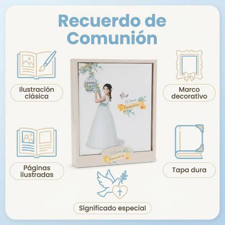Libro de Firmas Primera Comunión Niña, Tapa Dura,  28,8 x 24 cm - Libros Comunión Firmas y Huellas
