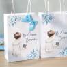 Bolsa de Papel Primera Comunión Niño acuarela con Lazo Azul y Asas - Detalles para comunión