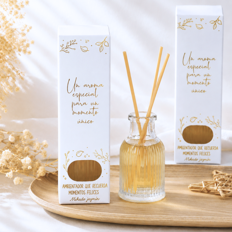 Ambientador Mikado Jazmín 40 ml con Caja Decorativa Recuerdo de boda - Inicio