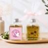 Aceite de Oliva Personalizado para Bautizo "Modelo Cigüeña" Botella Cuadrada 100 ml - Aceite de oliva personalizado bautizo