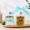 Aceite de Oliva Personalizado para Bautizo "Nube" Botella Cuadrada 100 ml - Aceite de oliva personalizado bautizo