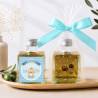 Aceite de Oliva Personalizado para Bautizo "Olas" Botella Cuadrada 100 ml - Aceite de oliva personalizado bautizo