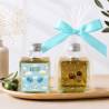 Aceite de Oliva Personalizado para Bautizo "Gemelos nube" Botella Cuadrada 100 ml - Aceite de oliva personalizado bautizo