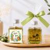 Aceite de Oliva Personalizado para Bautizo "Selva" Botella Cuadrada 100 ml - Aceite de oliva personalizado bautizo