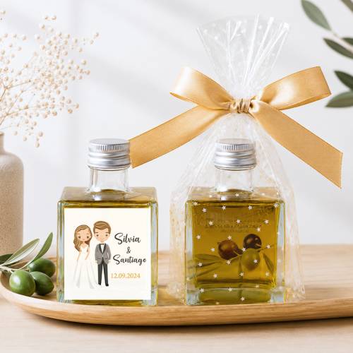 Aceite de Oliva Personalizado para Boda "Lemonnade" Botella Cuadrada 100 ml - Aceite de oliva personalizado boda