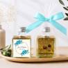 Aceite de Oliva Personalizado para Boda "Azul" Botella Cuadrada 100 ml - Aceite de oliva personalizado boda