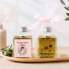 Aceite de Oliva Personalizado para Comunión "Puntos Rosas" Botella Cuadrada 100 ml - Aceite de oliva personalizado comunión