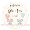 Pegatina personalizada bautizo "Modelo Mellizos Elefante" - Pegatinas Y Etiquetas Personalizadas Bautizo