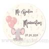Pegatina personalizada bautizo "Modelo Elefante Niña" - Pegatinas Y Etiquetas Personalizadas Bautizo