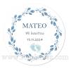 Pegatina personalizada bautizo "Modelo Huellas Niño" - Pegatinas Y Etiquetas Personalizadas Bautizo