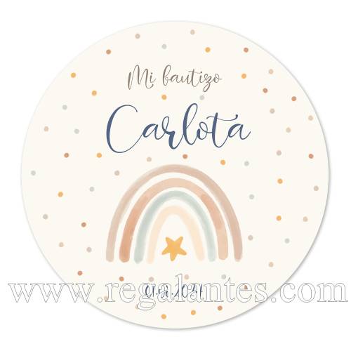 Pegatina personalizada bautizo "Modelo Arcoíris" - Pegatinas Y Etiquetas Personalizadas Bautizo