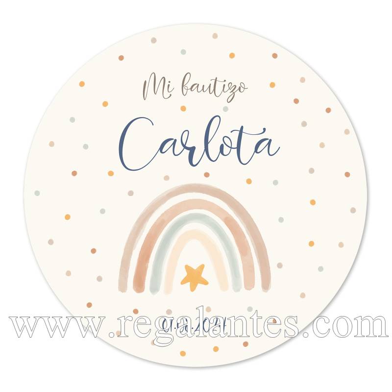Pegatina personalizada bautizo "Modelo Arcoíris" - Pegatinas Y Etiquetas Personalizadas Bautizo