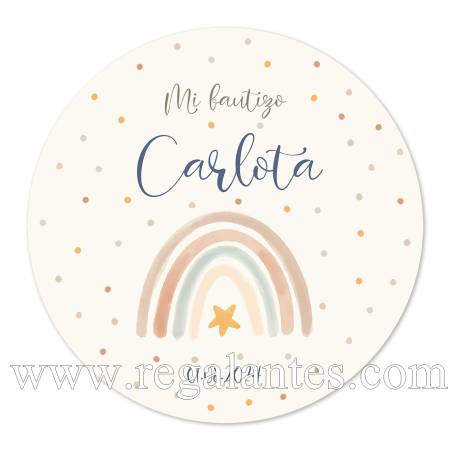 Pegatina personalizada bautizo "Modelo Arcoíris" - Pegatinas Y Etiquetas Personalizadas Bautizo