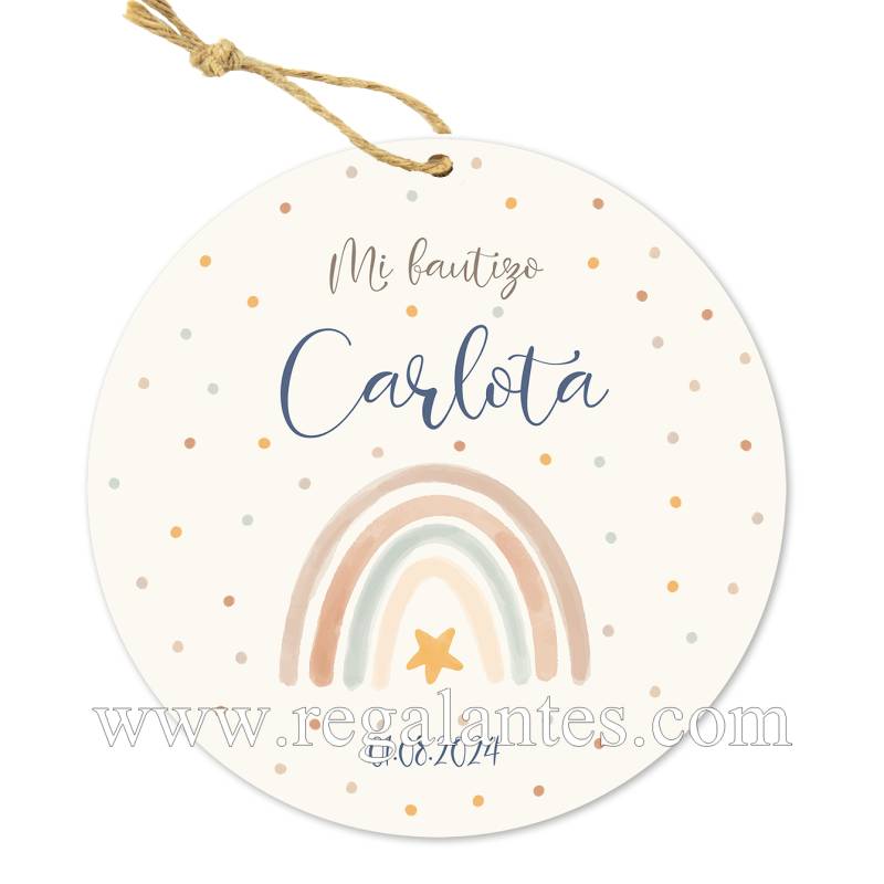 Etiqueta personalizada bautizo "Arcoíris" - Pegatinas Y Etiquetas Personalizadas Bautizo