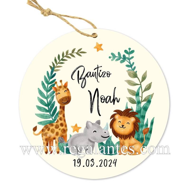 Etiqueta personalizada bautizo "Selva" - Pegatinas Y Etiquetas Personalizadas Bautizo