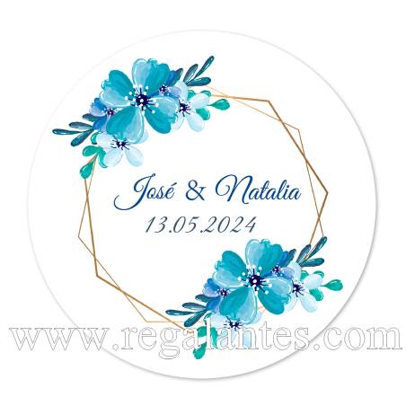Pegatina personalizada boda "Modelo Azul" - Pegatinas Y Etiquetas Personalizadas boda
