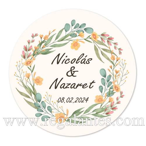 Pegatina personalizada boda "Modelo Colorines" - Pegatinas Y Etiquetas Personalizadas boda