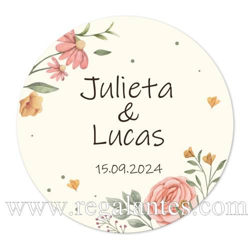 Pegatina personalizada boda "Modelo Paz" - Pegatinas Y Etiquetas Personalizadas boda