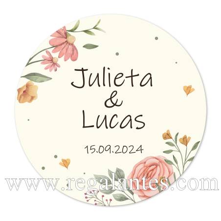 Pegatina personalizada boda "Modelo Paz" - Pegatinas Y Etiquetas Personalizadas boda