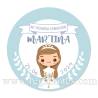 Pegatina personalizada comunión "Modelo Martina Azul" - Pegatinas Y Etiquetas Personalizadas Comunión