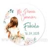 Pegatina personalizada comunión "Modelo Acuarela Niña" - Pegatinas Y Etiquetas Personalizadas Comunión