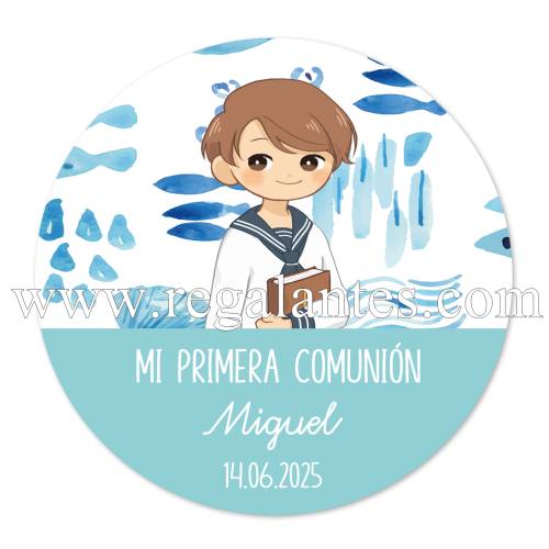 Pegatina personalizada comunión "Modelo Océano" - Pegatinas Y Etiquetas Personalizadas Comunión