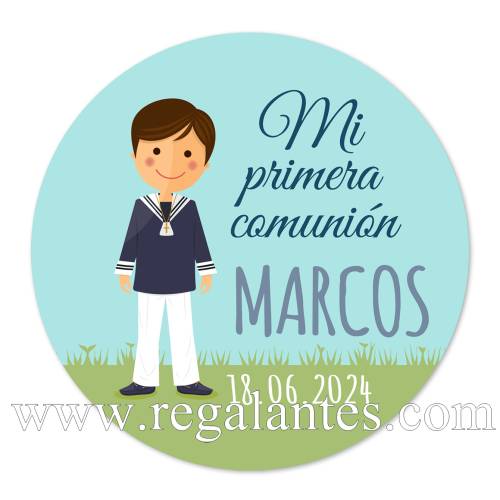 Pegatina personalizada comunión "Modelo Marcos" - Pegatinas Y Etiquetas Personalizadas Comunión