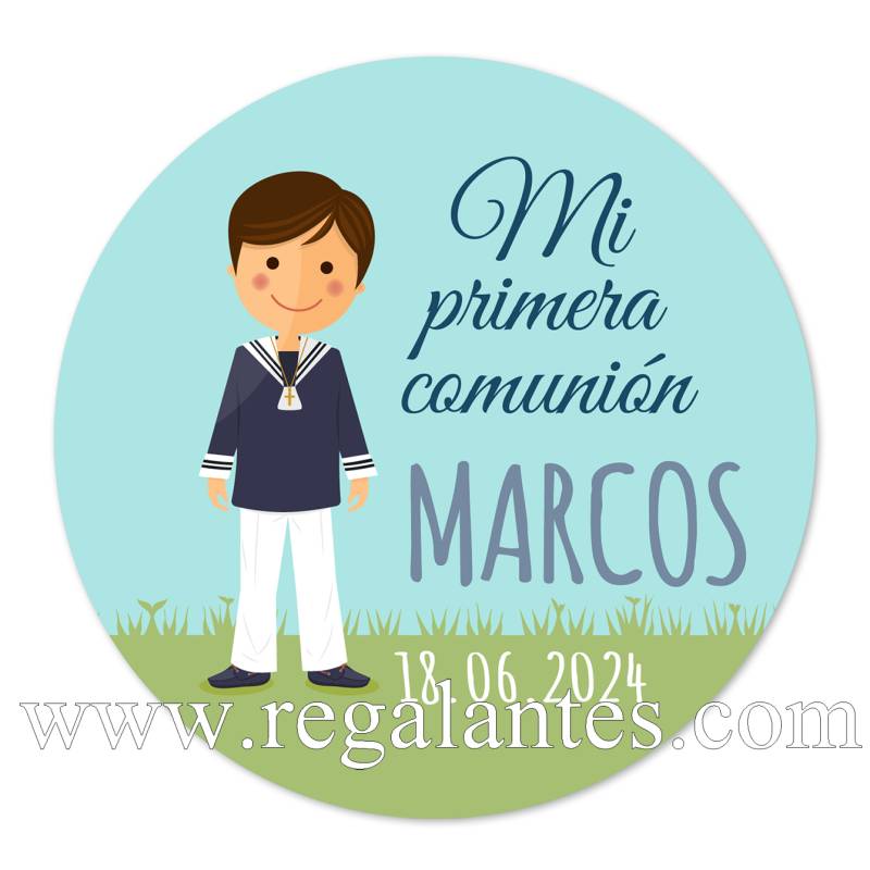 Pegatina personalizada comunión "Modelo Marcos" - Pegatinas Y Etiquetas Personalizadas Comunión