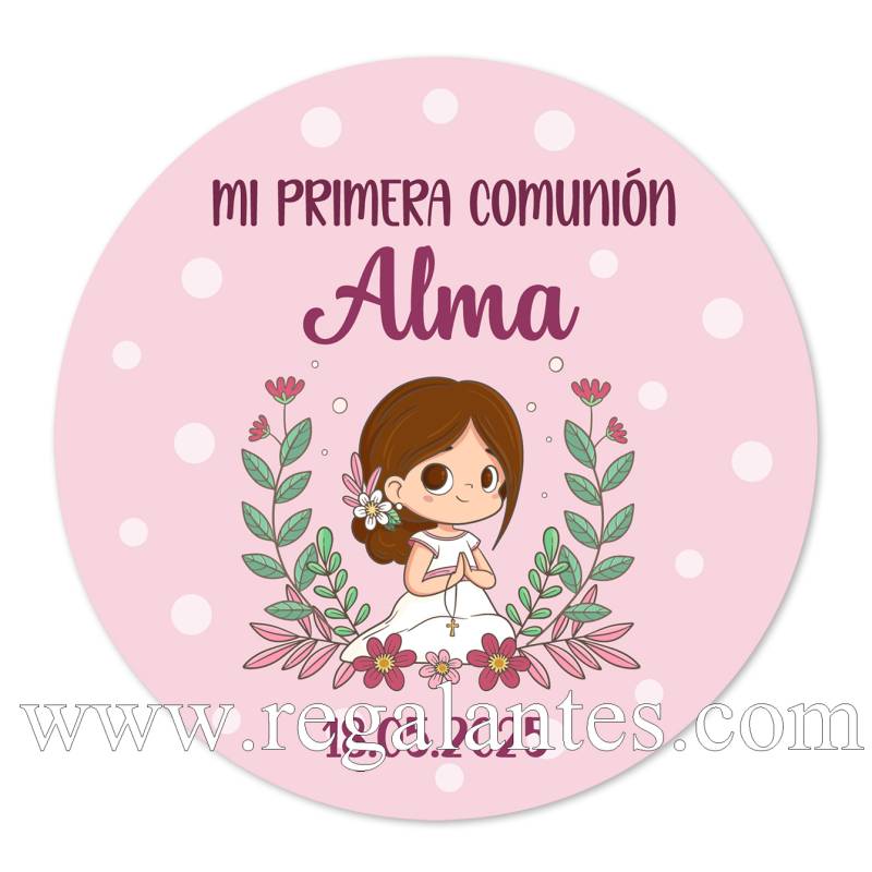 Pegatina personalizada comunión "Modelo Laura" - Pegatinas Y Etiquetas Personalizadas Comunión