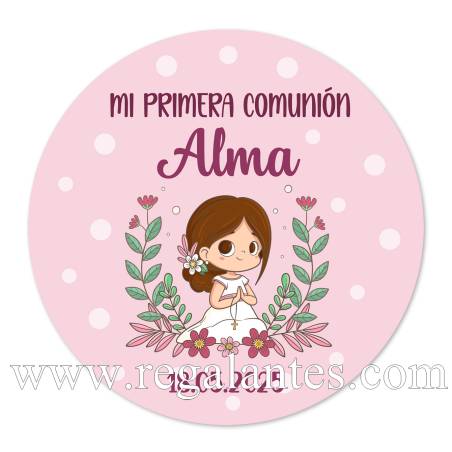 Pegatina personalizada comunión "Modelo Laura" - Pegatinas Y Etiquetas Personalizadas Comunión