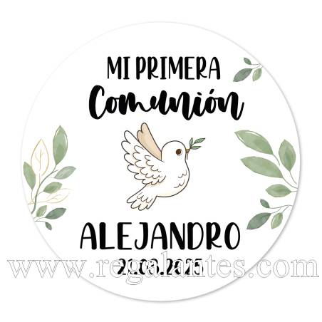 Pegatina personalizada comunión "Modelo Paloma" - Pegatinas Y Etiquetas Personalizadas Comunión