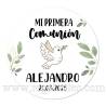 Pegatina personalizada comunión "Modelo Paloma" - Pegatinas Y Etiquetas Personalizadas Comunión