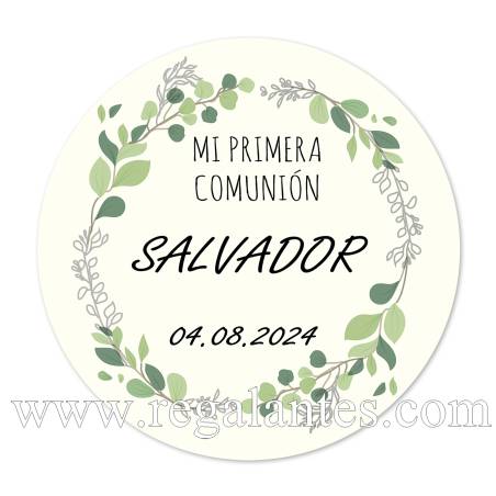 Pegatina personalizada comunión "Modelo Arco Ramas" - Pegatinas Y Etiquetas Personalizadas Comunión