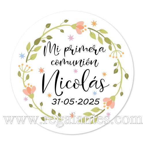 Pegatina personalizada comunión "Modelo Martina Niña" - Pegatinas Y Etiquetas Personalizadas Comunión