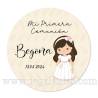 Pegatina personalizada comunión "Modelo Beige Niña" - Pegatinas Y Etiquetas Personalizadas Comunión