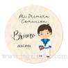 Pegatina personalizada comunión "Modelo Beige Niño" - Pegatinas Y Etiquetas Personalizadas Comunión