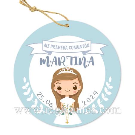 Etiqueta personalizada comunión "Modelo Martina Azul" - Pegatinas Y Etiquetas Personalizadas Comunión