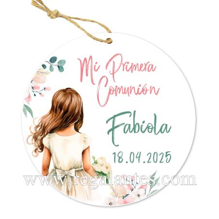 Etiqueta personalizada comunión "Modelo Acuarela Niña" - Pegatinas Y Etiquetas Personalizadas Comunión