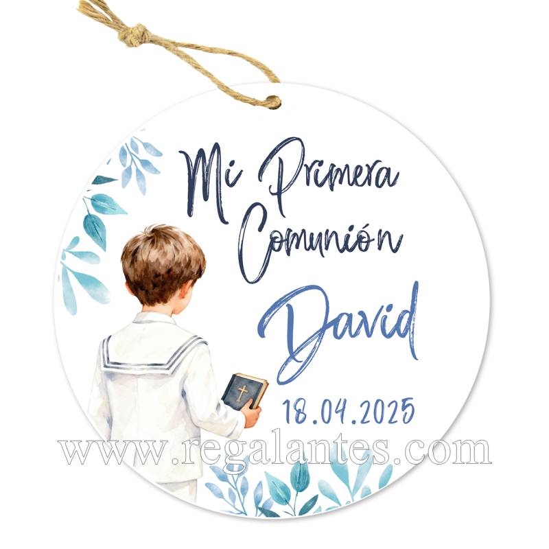 Etiqueta personalizada comunión "Modelo Acuarela Niño" - Pegatinas Y Etiquetas Personalizadas Comunión