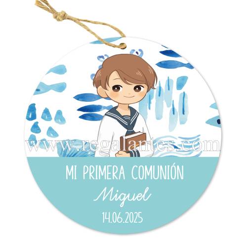 Etiqueta personalizada comunión "Modelo Océano" - Pegatinas Y Etiquetas Personalizadas Comunión