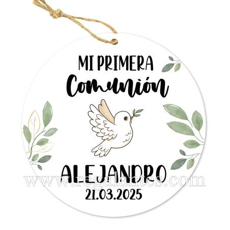 Etiqueta personalizada comunión "Modelo Paloma" - Pegatinas Y Etiquetas Personalizadas Comunión