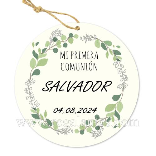 Etiqueta personalizada comunión "Modelo Arco Ramas" - Pegatinas Y Etiquetas Personalizadas Comunión