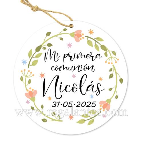 Etiqueta personalizada comunión "Modelo Primavera" - Pegatinas Y Etiquetas Personalizadas Comunión