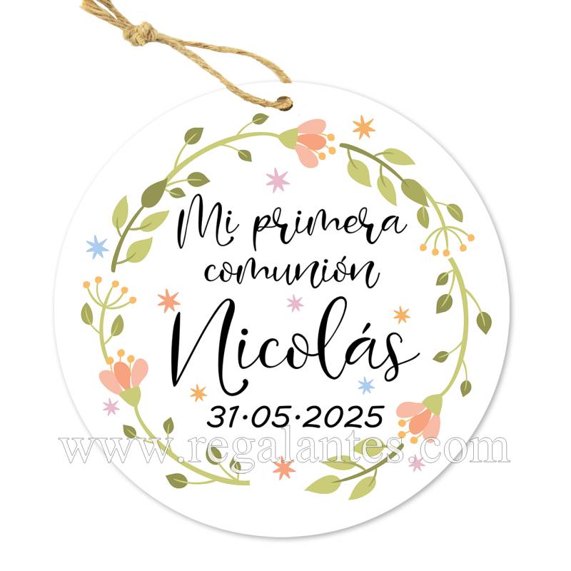 Etiqueta personalizada comunión "Modelo Primavera" - Pegatinas Y Etiquetas Personalizadas Comunión